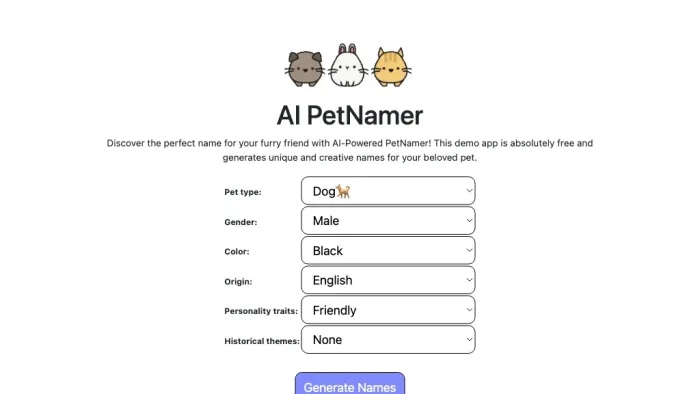 AI Pet Name Generator AI Pet Name Generator