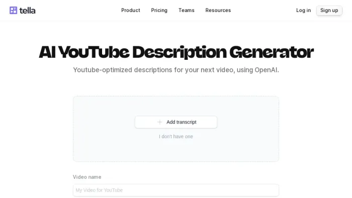AI YouTube Description Generator AI YouTube Description Generator