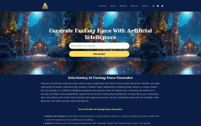 AI Fantasy Name Generator AI Fantasy Name Generator