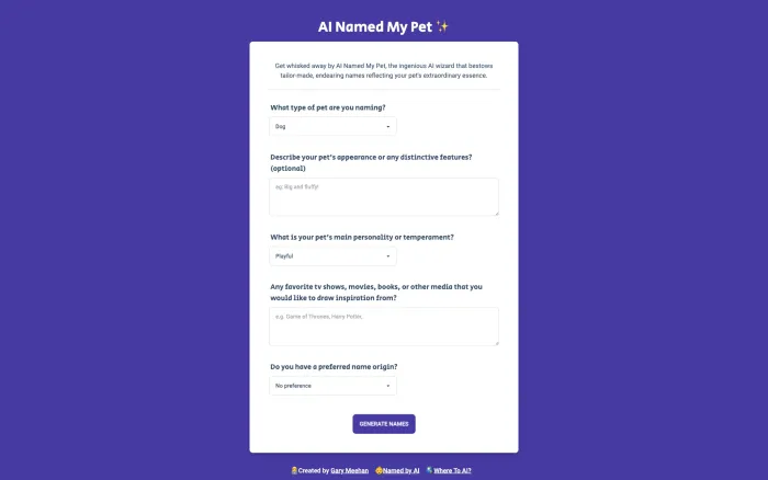 AI Named My Pet AI Named My Pet