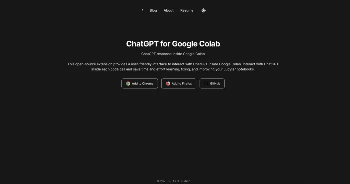 ChatGPT for Google Colab ChatGPT for Google Colab