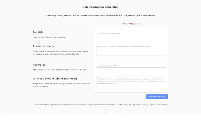 Job Description Generator Job Description Generator