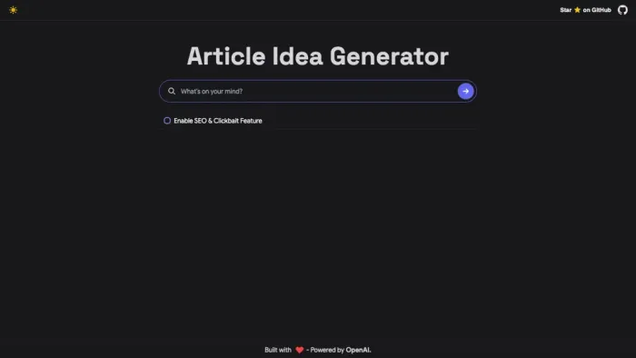 Article Idea Generator Article Idea Generator