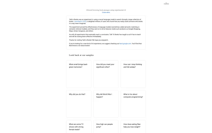 Talk to Books (Google) Talk to Books (Google)