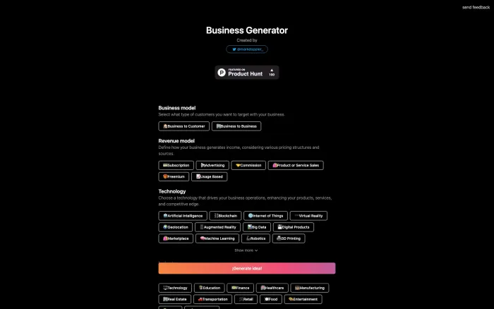 AI Business Idea Generator AI Business Idea Generator