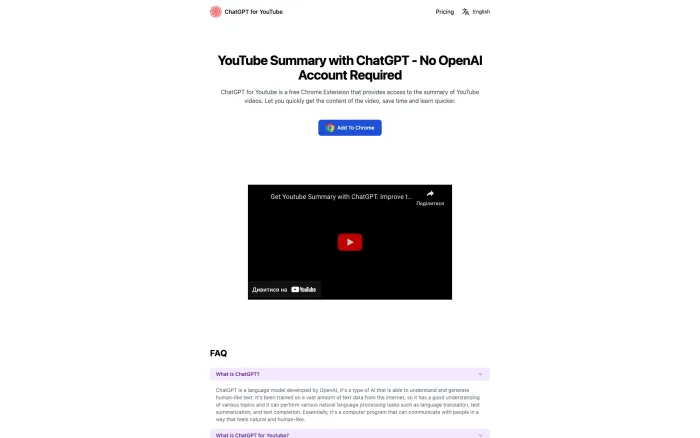 ChatGPT for YouTube ChatGPT for YouTube