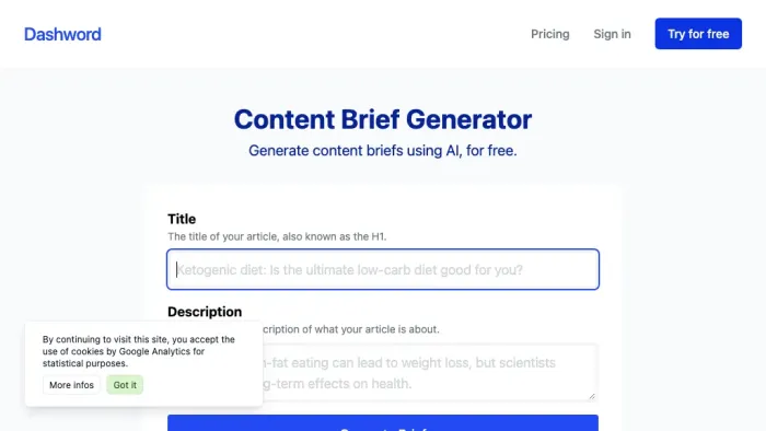 Content brief generator Content brief generator