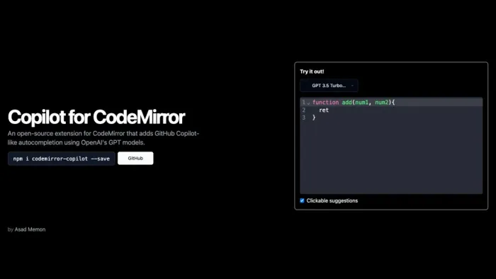 Copilot for CodeMirror Copilot for CodeMirror