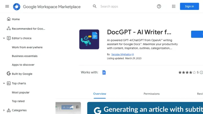 DocGPT AI Writer for Docs DocGPT AI Writer for Docs