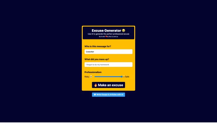 Excuse Generator Excuse Generator