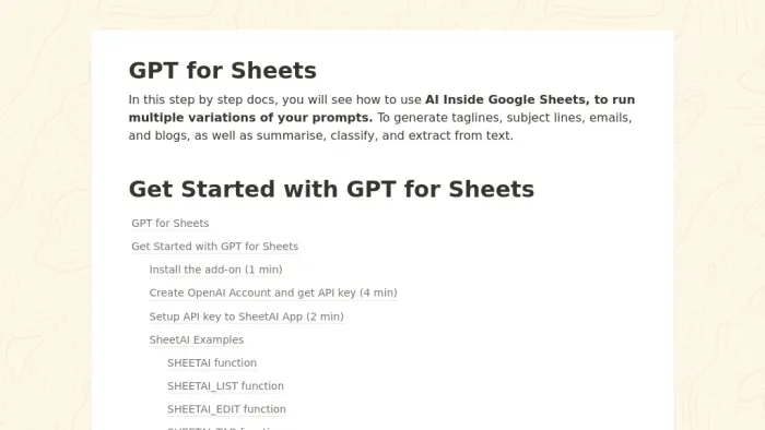 GPT For Sheets GPT For Sheets