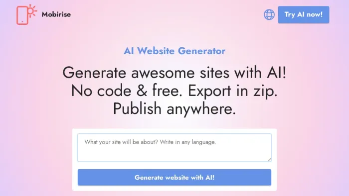 Mobirise AI Website Generator Mobirise AI Website Generator