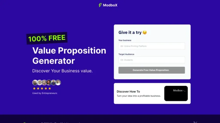 Modbox - Value Proposition Generator Modbox - Value Proposition Generator