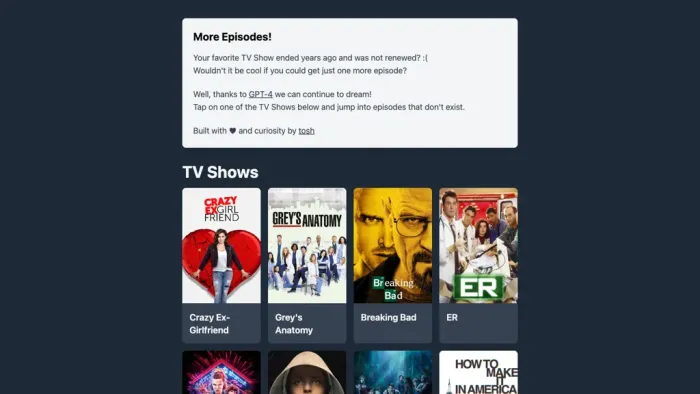 More Episodes! More Episodes!