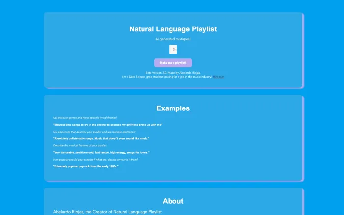 Natural Language Playlist Natural Language Playlist
