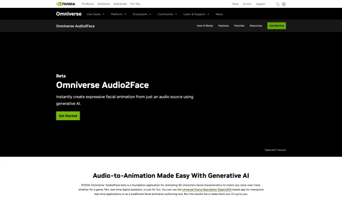 Omniverse Audio2Face Omniverse Audio2Face