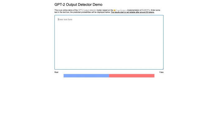GPT-2 Output Detector GPT-2 Output Detector