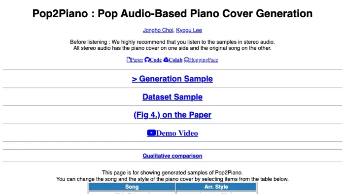 Pop2Piano Pop2Piano