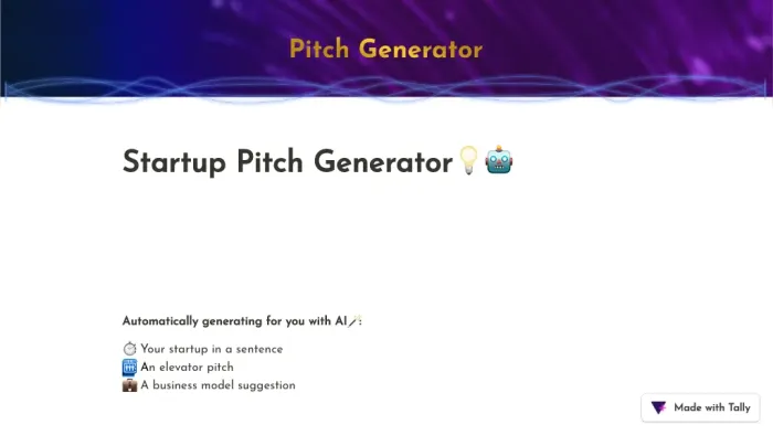 Startup Pitch Generator Startup Pitch Generator
