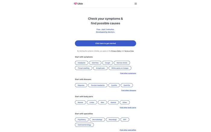 Ubie AI Symptom Checker Ubie AI Symptom Checker