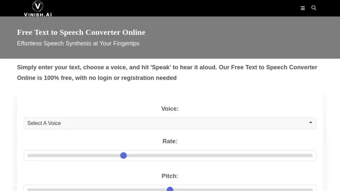 Vinish Text to Speech Converter Vinish Text to Speech Converter