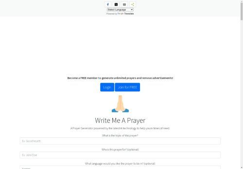 Write Me A Prayer - An AI Powered Prayer Generator Write Me A Prayer - An AI Powered Prayer Generator